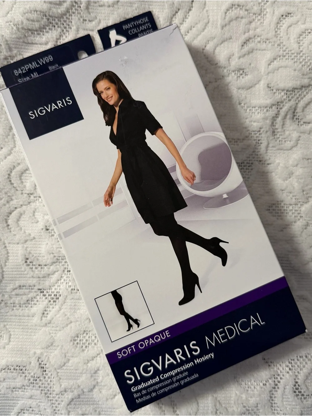 Sigvaris Soft Opaque Compression Hosiery - Black- unopened- brand new- size ML